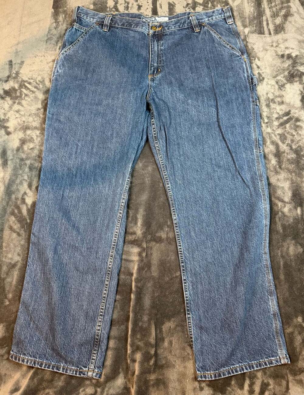 Men’s Carhartt Relaxed Fit Carpenter Jeans Blue Denim Work Pants # 83